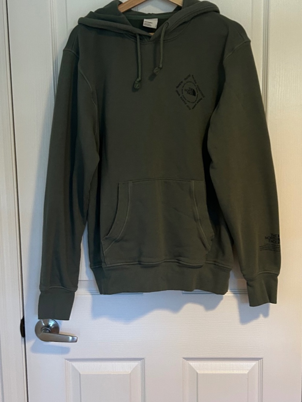 The North Face Mens Small Green Graphic Hoodie ReNew ReUse ReLive Together